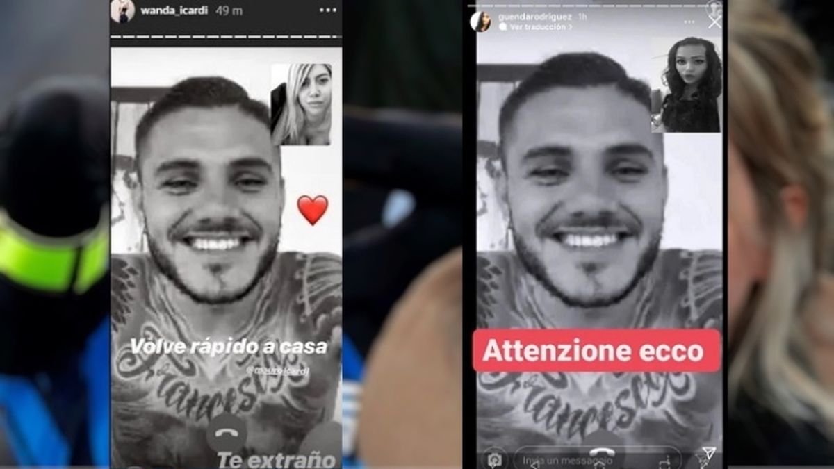 La foto verdadera es la de Mauro Icardi en una videollamada con Wanda Nara.  Y la imagen que publicó la chica trans es una trucada de la anterior. 