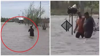 La desesperación por salvar lo mínimo: intentó regresar a su hogar nadando y tuvo que ser rescatado en vivo