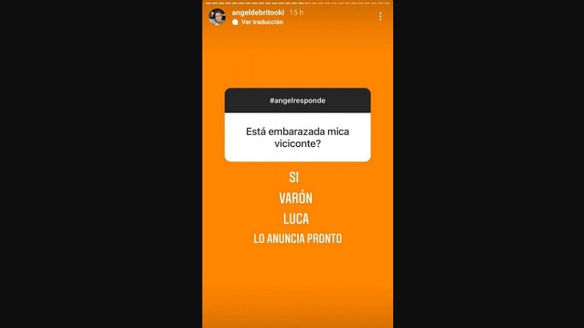 Seg&uacute;n &Aacute;ngel de Brito, Mica Viciconte y Poroto Cubero ya saben el sexo del beb&eacute; y anunci&oacute; que lo llamar&aacute;n Luca.&nbsp;