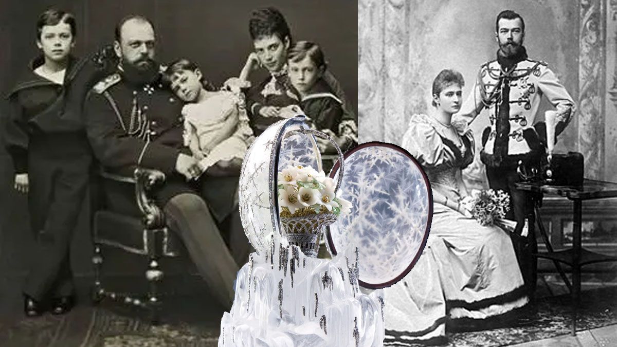 Los últimos zares de Rusia. Alejandro III y Nicolás II (está también como un niño en la foto con su padre). Con ellos, Fabergé diseñó los huevos que son una obra de arte. (Foto: A24.com)
