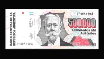 Pagan 80 mil pesos al suertudo propietario de este billete de 500000 australes
