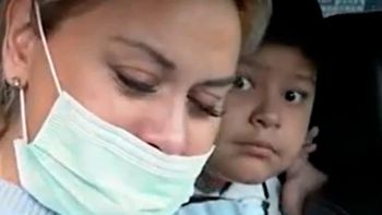 Las imágenes de Dieguito y Verónica Ojeda, llorando en la tumba de Maradona