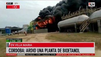 Se incendió una planta de bioetanol en Villa María, Córdoba