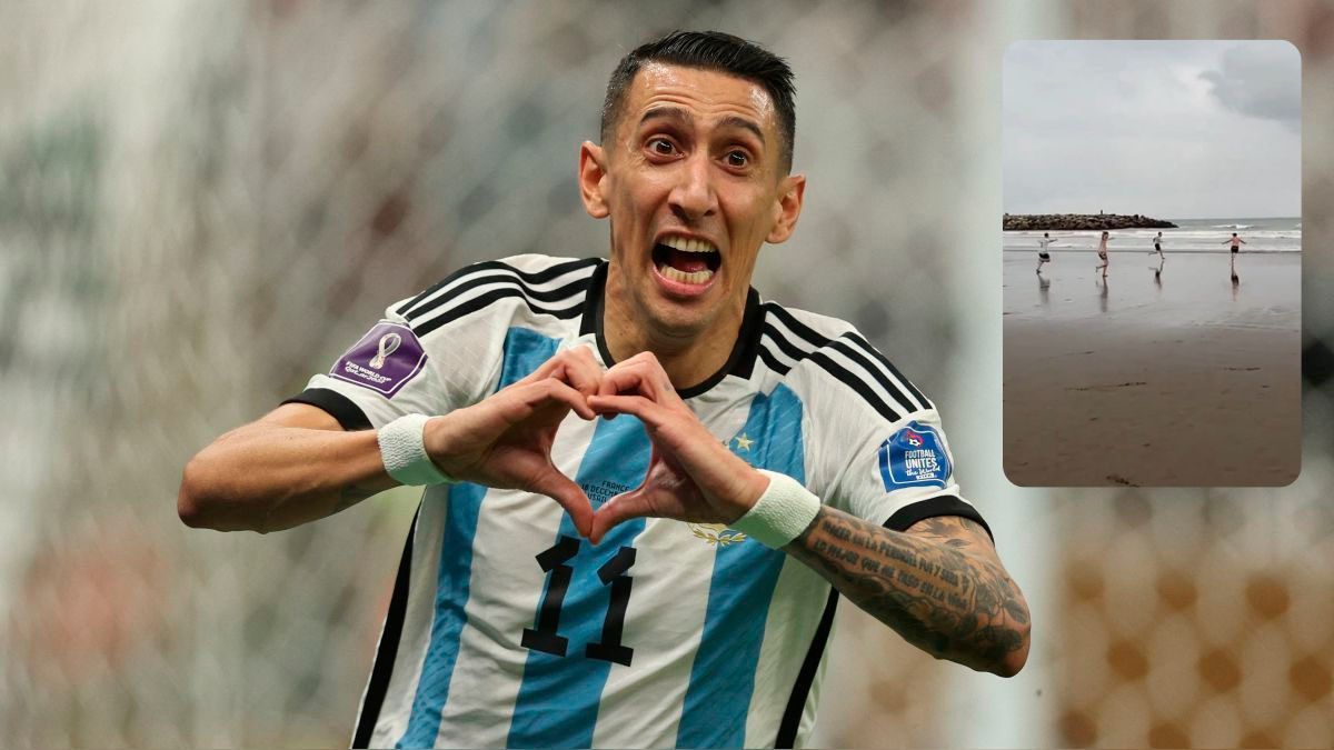 Un grupo de amigos recreó el gol que Di María hizo en la final ante Francia.&nbsp;