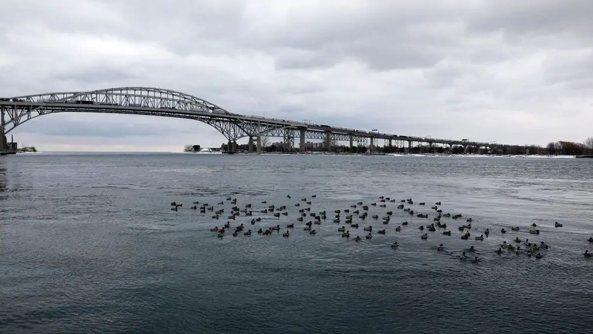 Sobre el lago Hurón, límite natural entre EE.UU. y Canadá, el pentágono derribó a un objeto volador no identificado de forma octogonal (Foto: Gentileza NY Times)