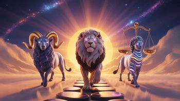Cuando el cielo se alinea, la vida se abre como un camino nuevo. Foto: Aries, Leo y Libra/Ideogram.