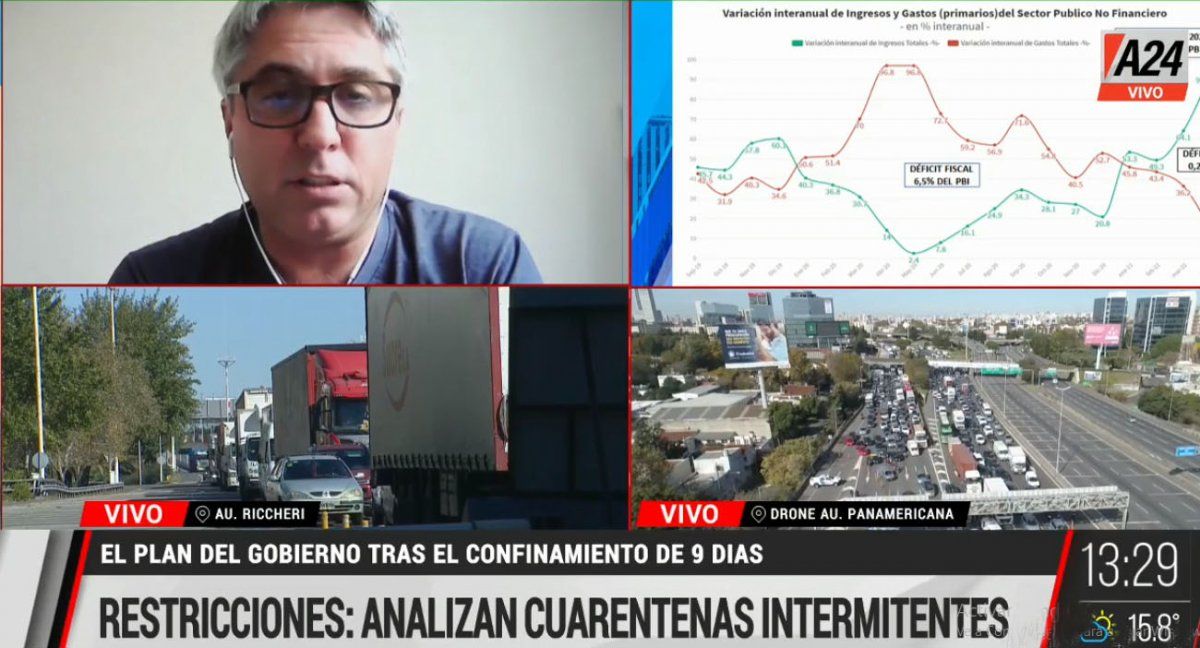 El ministro Guzmán sabe que su plan de ajuste fiscal depende de que no que prolonguen los confinamientos que afectan la recuperación económica (Foto: Captura de TV)