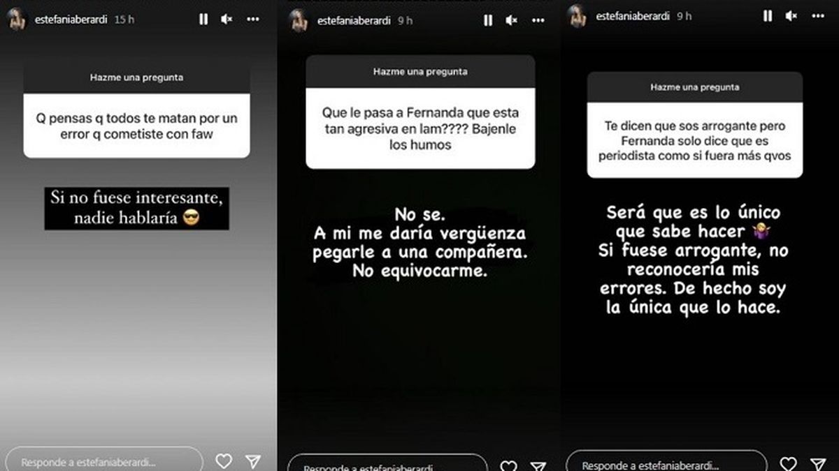 Desde sus historias virtuales, Estefi Berardi dispar&oacute; dura contra Fernanda Iglesias recordando un episodio donde golpe&oacute; a una colega en televisi&oacute;n.&nbsp;