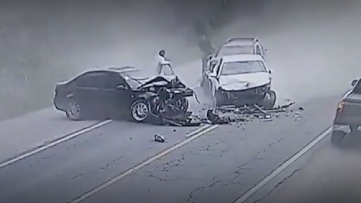 Impresionante choque en Tucumán. Foto: captura de video.&nbsp;
