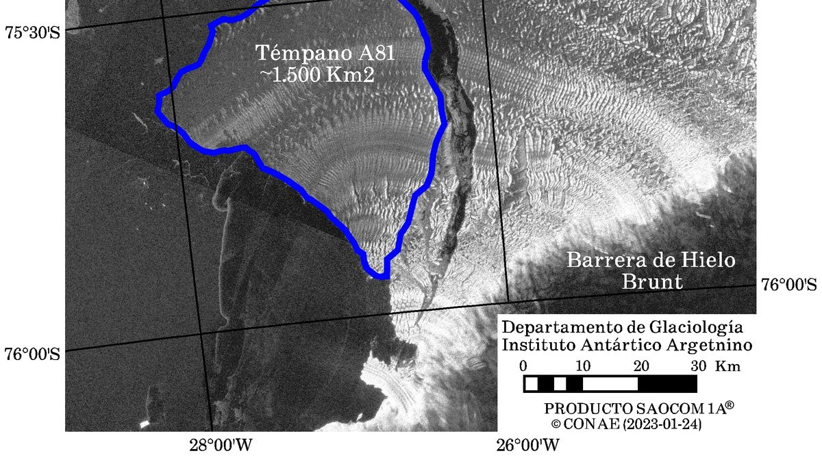 Advierten que el témpano que se desprendió de la Antártida podría encontrarse con el rompehielos Irízar