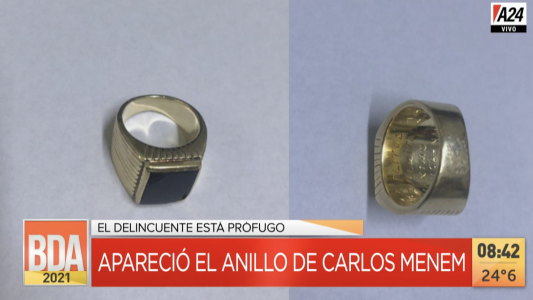 Apareció el anillo del expresidente Carlos Menem, pero el ladrón sigue prófugo