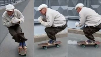 Skater ruso de 73 años rompe las redes sociales con su técnica