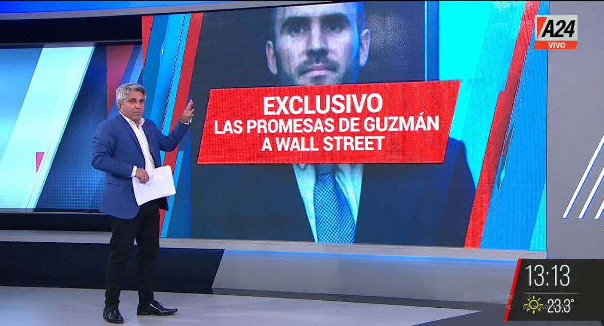 El ministro Martín Guzmán llevó un mensaje optimista de la economía argentina a Wall Street (Foto: Captura de TV)