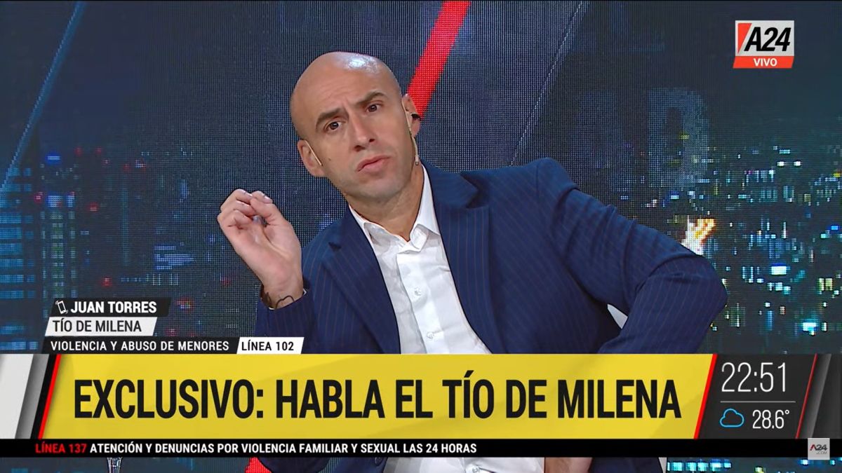 Esteban Trebucq habló en exclusiva por A24 con el tío de la nena asesinada en Merlo (Foto: Captura).
