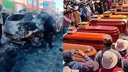Postales de la crisis en Perú: la historia del policía calcinado y el homenaje callejero con ataúdes