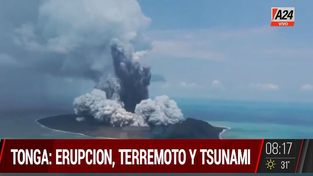Tonga: así fue la erupción del volcán que provocó un Tsunami. (Captura de Tv)