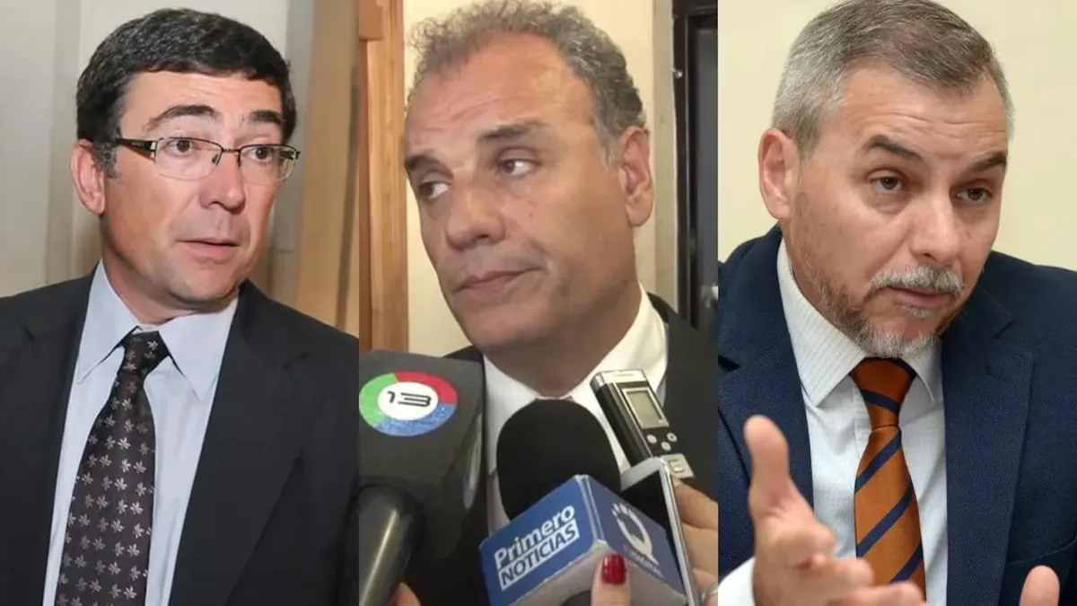 Javier Di Santo, Daniel Miralles y Luis Pizarro, los tres fiscales que irán a jury por el mal desempeño en el caso Dalmasso. (Foto: Gentileza Diario Puntal)