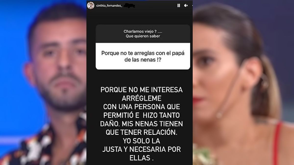 La sincera respuesta de Cinthia Fernández cuando le consultaron por qué no hace las paces con el padre de sus hijas. 