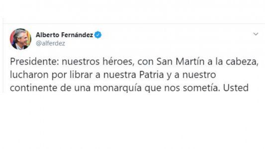Alberto cruzó a Macri por su referencia a San Martín: Usted no hizo nada heroico