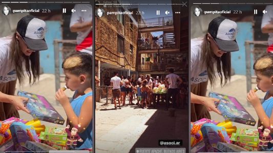 Pampita solidaria: repartió juguetes en el Fuerte Apache