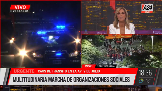 Caos de tránsito en la 9 de Julio por una marcha ante el Ministerio de Desarrollo Social