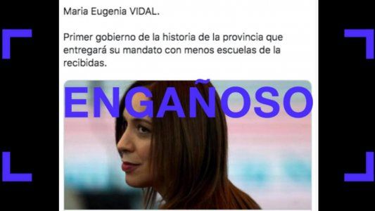 Es engañoso el posteo viral acerca de que Vidal terminará con menos escuelas que las que recibió