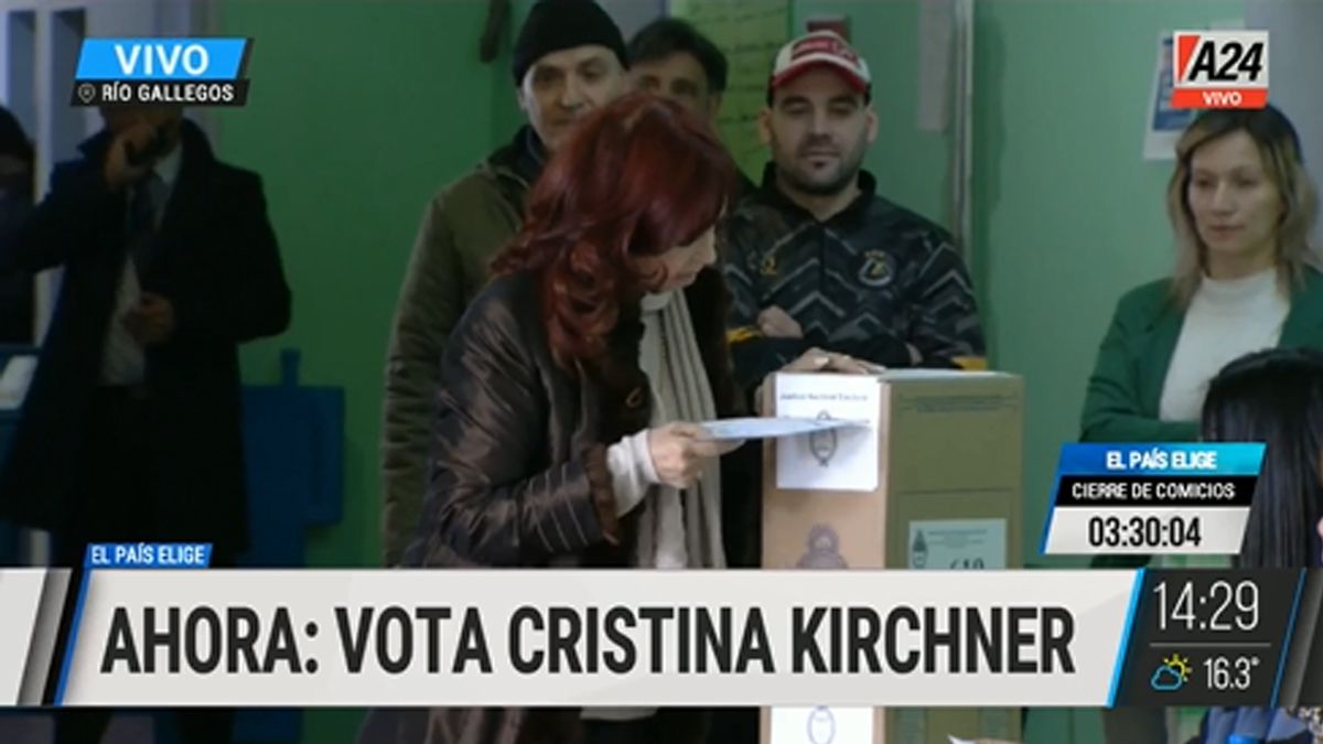 Elecciones 2023: votó Cristina Kirchner en Río Gallegos. (Foto: A24)