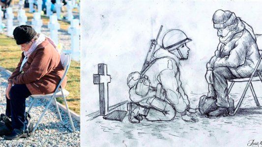La historia del emotivo dibujo viral sobre una madre, un reencuentro y un héroe caído en Malvinas