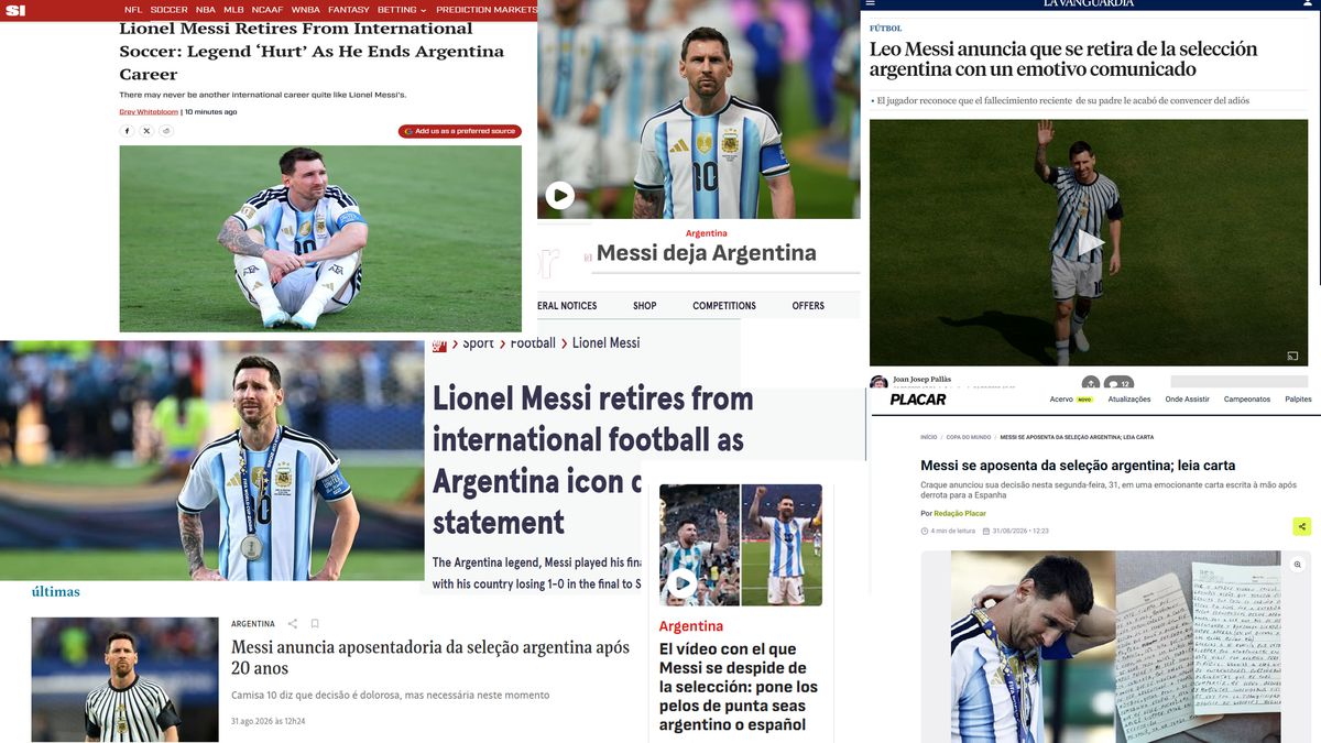 Leo Messi, en todos los diarios y portales del mundo con su noticia de dejar de jugar con la selección argentina. (Foto: A24.com)