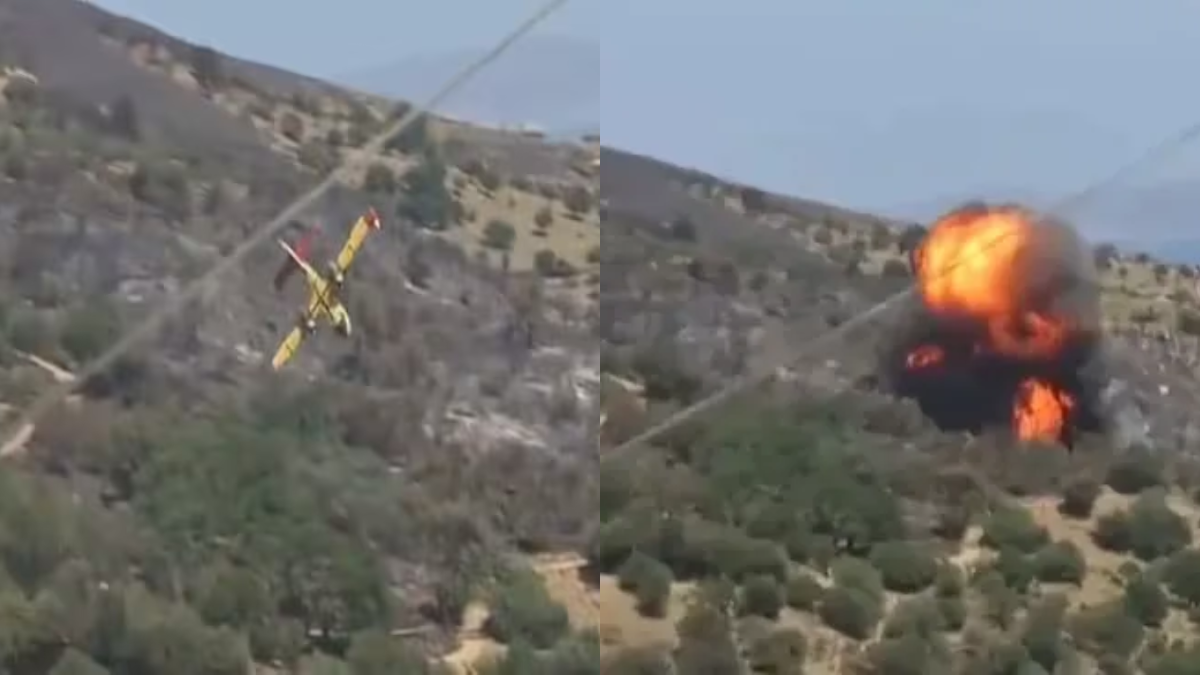 Se estrelló un avión hidrante que combatía los incendios forestales en Grecia (Foto: captura)