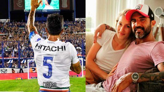 Mica Viciconte acompañó a Fabián Cubero en su último partido como futbolista
