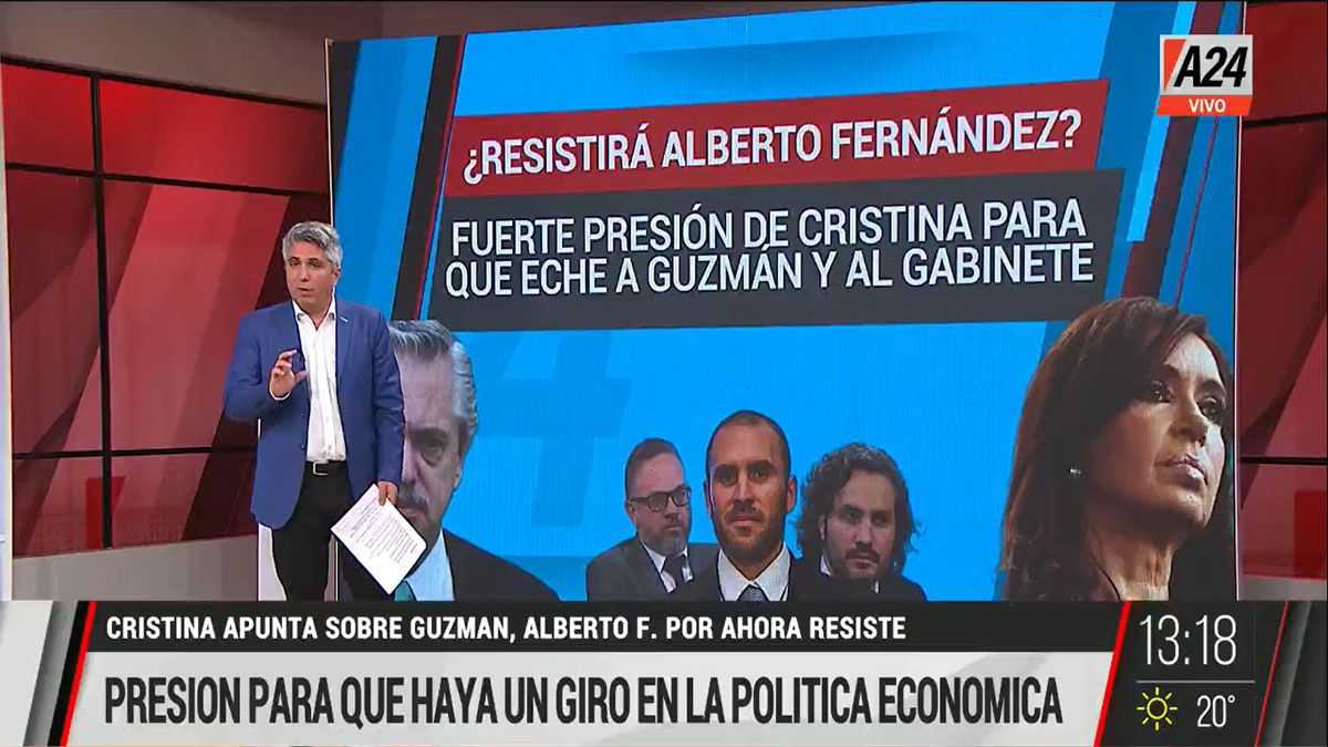 Enormes presiones contra la continuidad del ministro Guzmán y gran parte del gabinete de Alberto Fernández (Foto: Captura de TV)
