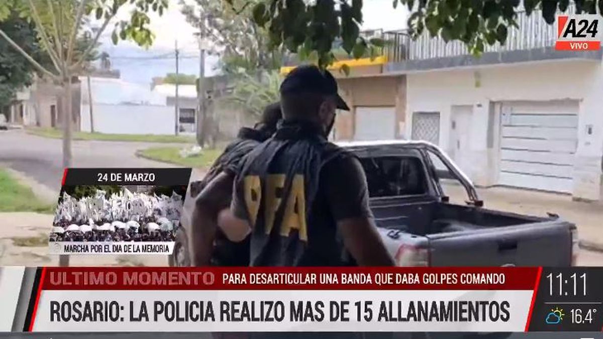Rosario: cayó una banda dedicada a golpes comando. (Captura de Tv)