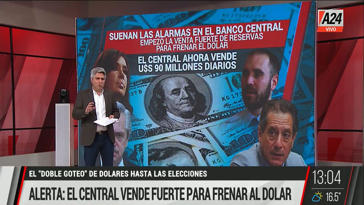 El Banco Central vende US$90 millones diarios para mantener el valor del dólar (Foto: Captura de TV)
