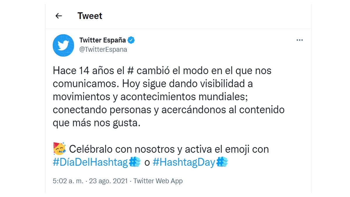 El Hashtag, en una celebración internacional de cumpleaños (Foto: Twitter España)