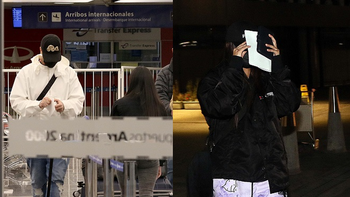 Duki y Emilia Mernes, más enamorados que nunca, llegaron al país