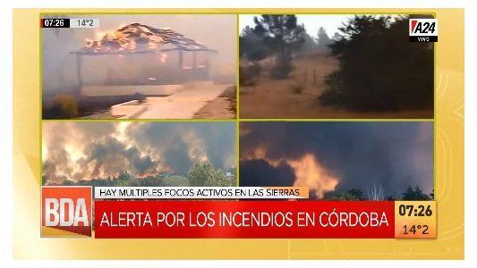 Córdoba: crece la alarma por los incendios sin tregua en las Sierras