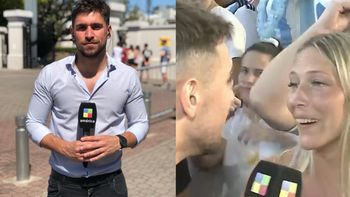 Una hincha argentina se quiso levantar en vivo al notero de América Noticias: Lo que quieras...