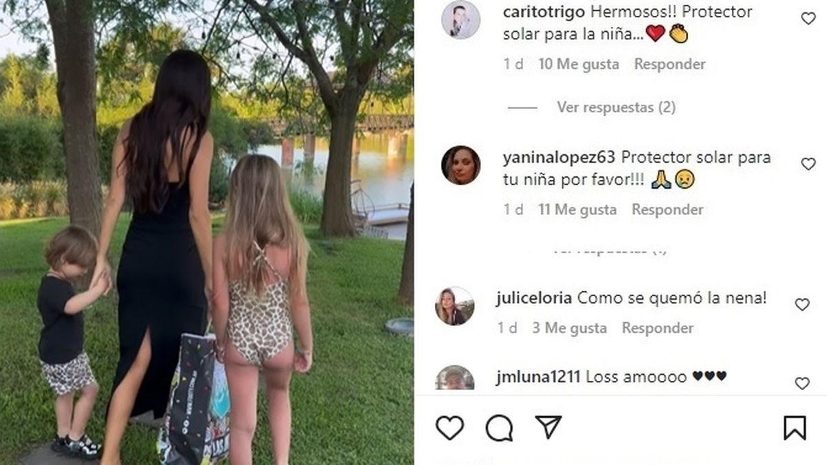 Algunos de los muchos retos a Zaira Nara por el notorio bronceado sin protector solar de su hija Malaika. 