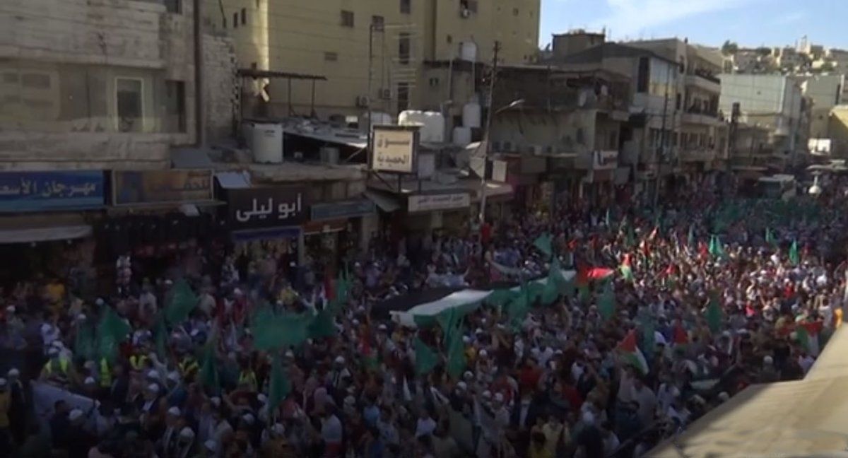 Manifestación en Jordania en apoyo de Palestina (Foto: AP).