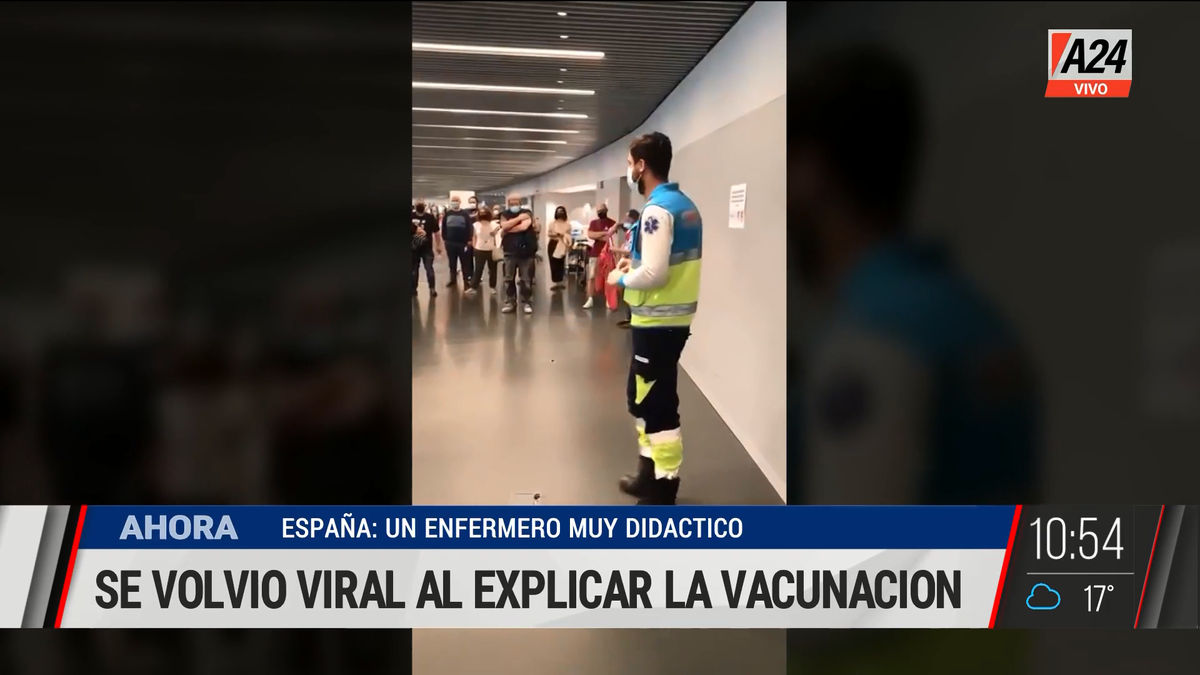 Este es el enfermero español que se hizo viral con una explicación de la vacunación del Covid. (Captura de Tv)