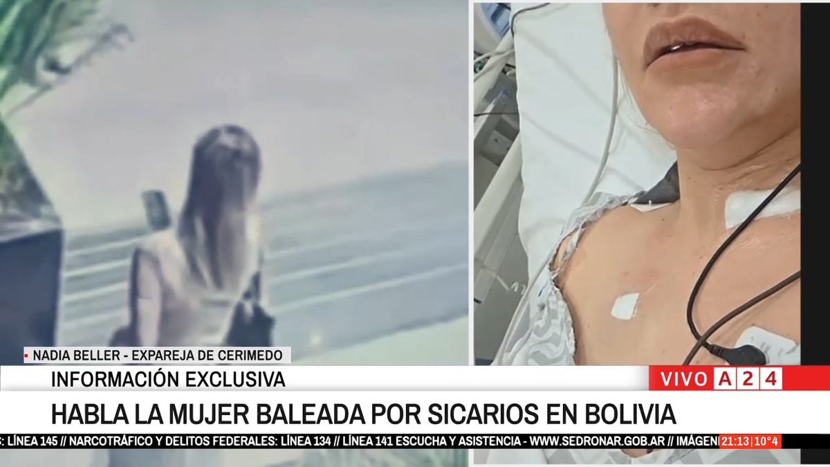 La mujer baleada por sicarios en Bolivia habló en A24. (Foto: captura de pantalla)