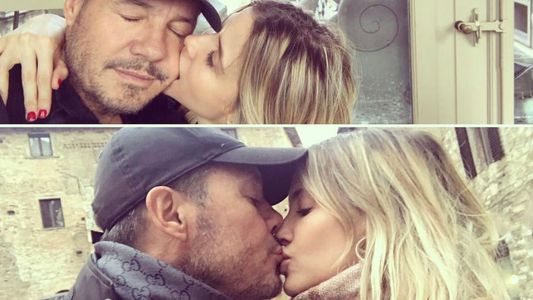 Romántica postal de Valdes y Tinelli desde Roma: ¡le mordió el cachete!
