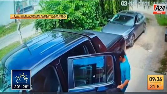 Insólito: cayó cuando llevó a lavar una camioneta robada