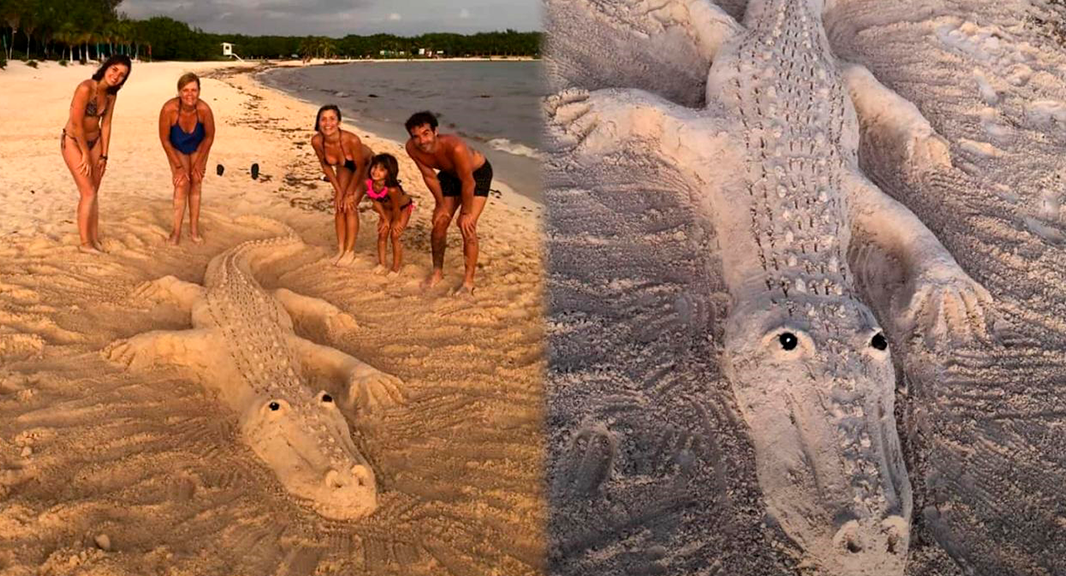 La obra de arte en la playa de la familia de Laurita para Rufina, la hija de Nico Cabré