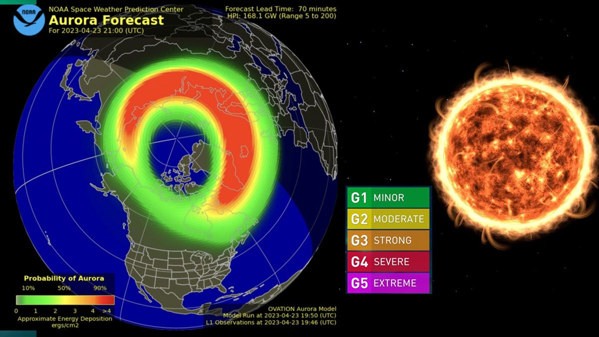 La tormenta geomagn&eacute;tica que afronta el planeta tierra desde el fin de semana. (Foto: Gentileza NOAA)