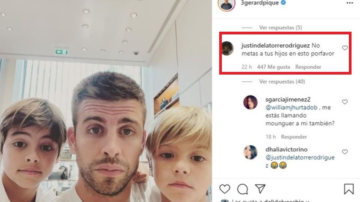 El posteo de Gerard Piqué en el que suma a las misteriosas selfies a sus hijos.
