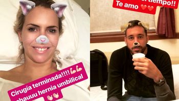 Alejandra Maglietti se operó de una hernia y Jonás no se despegó ni un minuto de su lado
