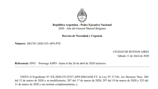 Con la publicación del DNU, ya es oficial la extensión de la cuarentena y el cierre de fronteras hasta el 26 de abril