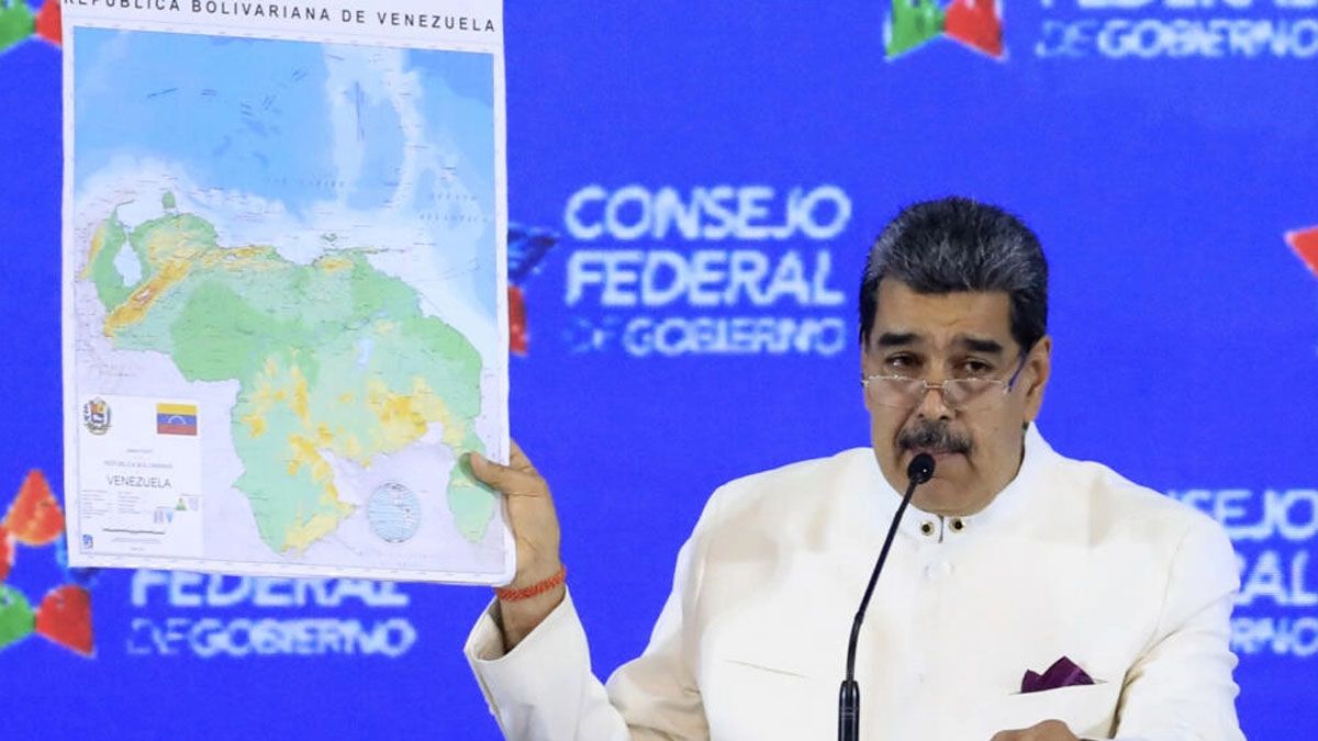 El mapa de Maduro que irrita a Guyana y molesta a la Casa Blanca. (Foto: Gentileza El Tiempo)